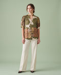 Patchwork Paisley Satin Blouse – Olive & Blush