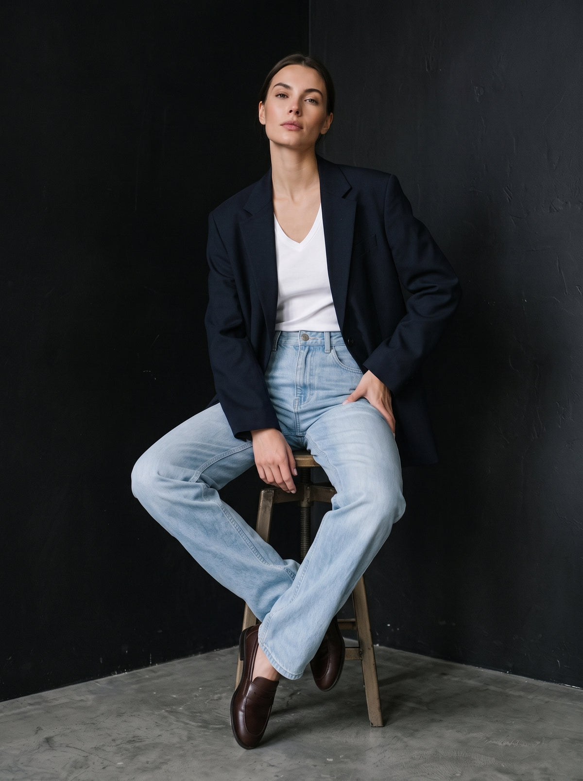 Ice Wash Straight-Leg Jeans – Light Blue