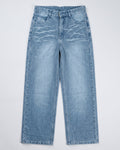 Whiskered Straight-Leg Jeans – Mid Blue
