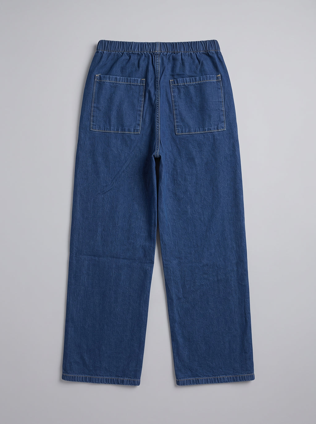 Drawstring Wide-Leg Denim Pants – Indigo