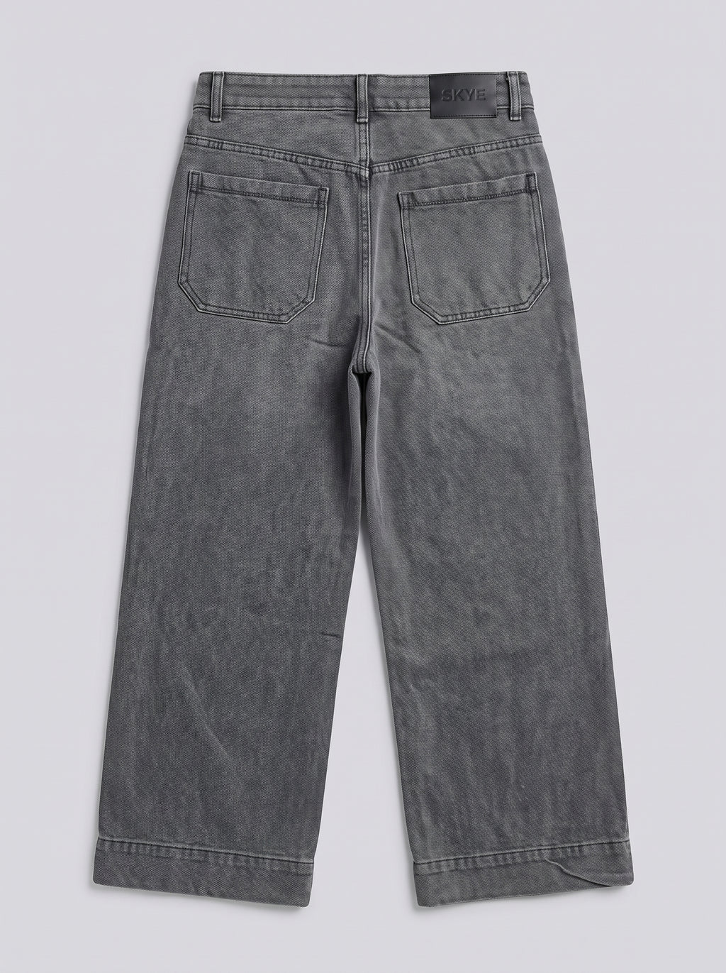 High-Rise Wide-Leg Cropped Jeans – Washed Grey