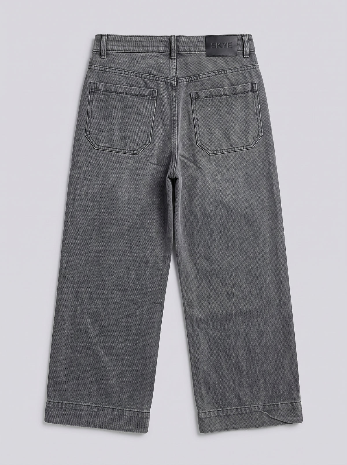 High-Rise Wide-Leg Cropped Jeans – Washed Grey