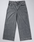 High-Rise Wide-Leg Cropped Jeans – Washed Grey