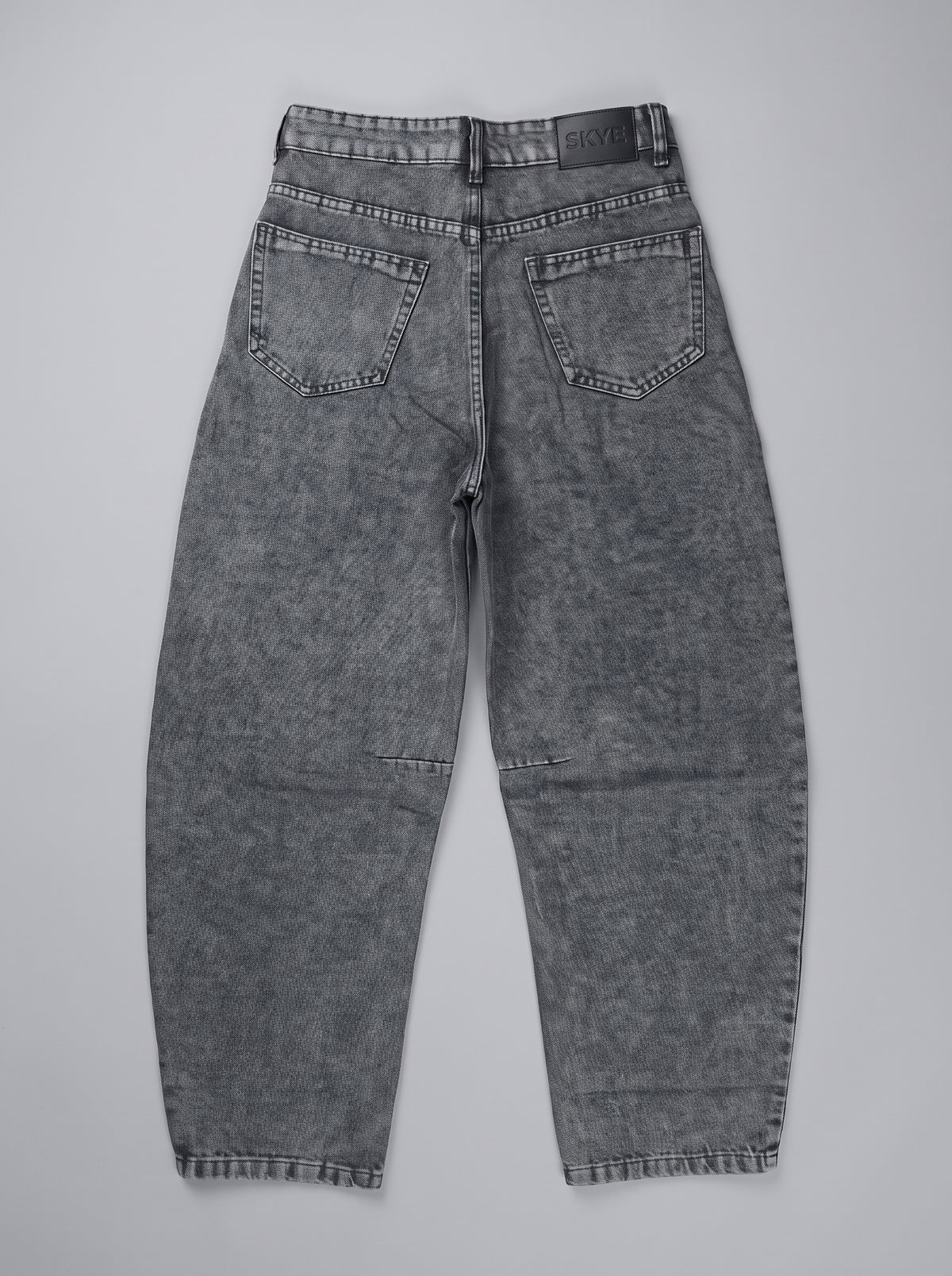 Acid Wash Barrel-Leg Jeans – Slate Grey