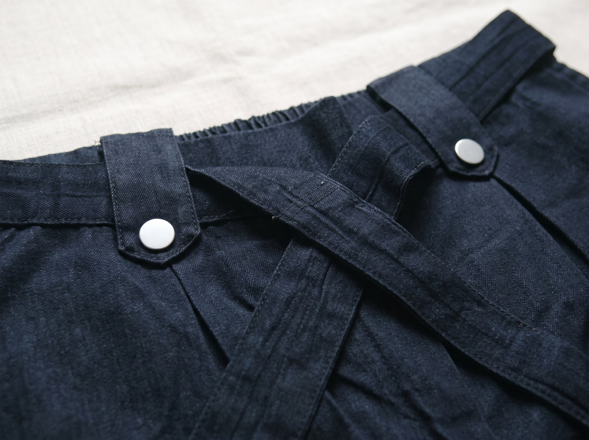 Belted Wide-Leg Denim Trousers – Dark Indigo