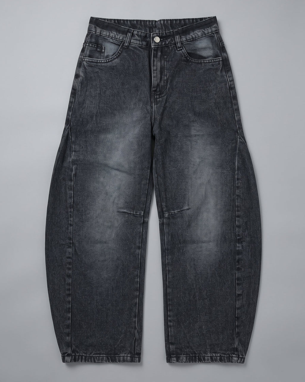 Faded Barrel-Leg Jeans – Charcoal Black