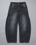 Faded Barrel-Leg Jeans – Charcoal Black