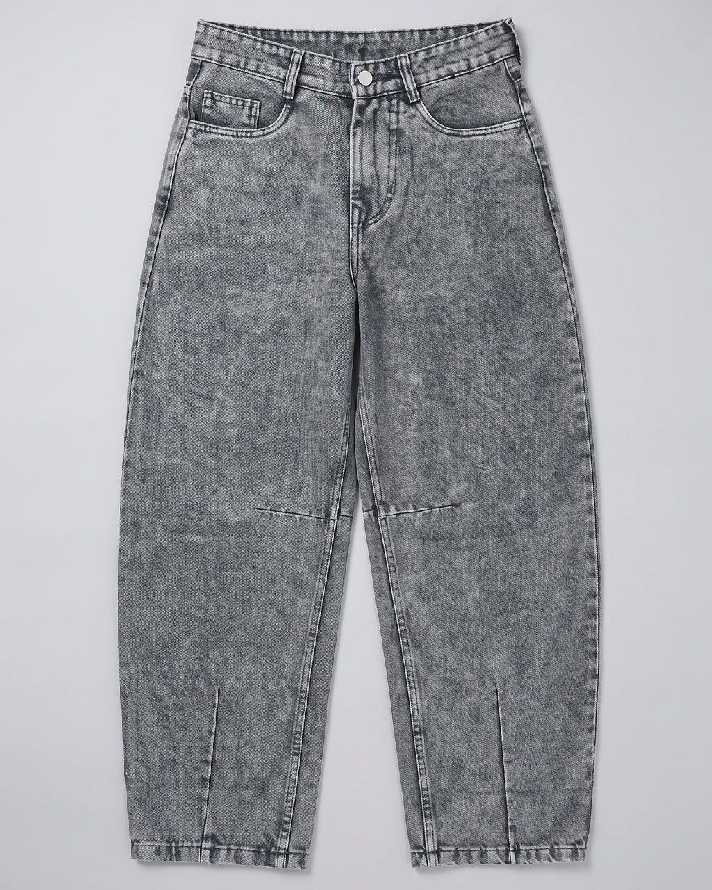 Acid Wash Barrel-Leg Jeans – Slate Grey