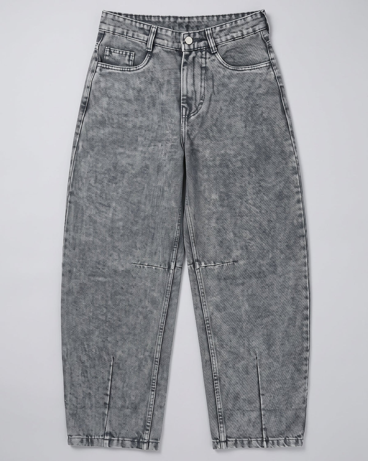 Acid Wash Barrel-Leg Jeans – Slate Grey