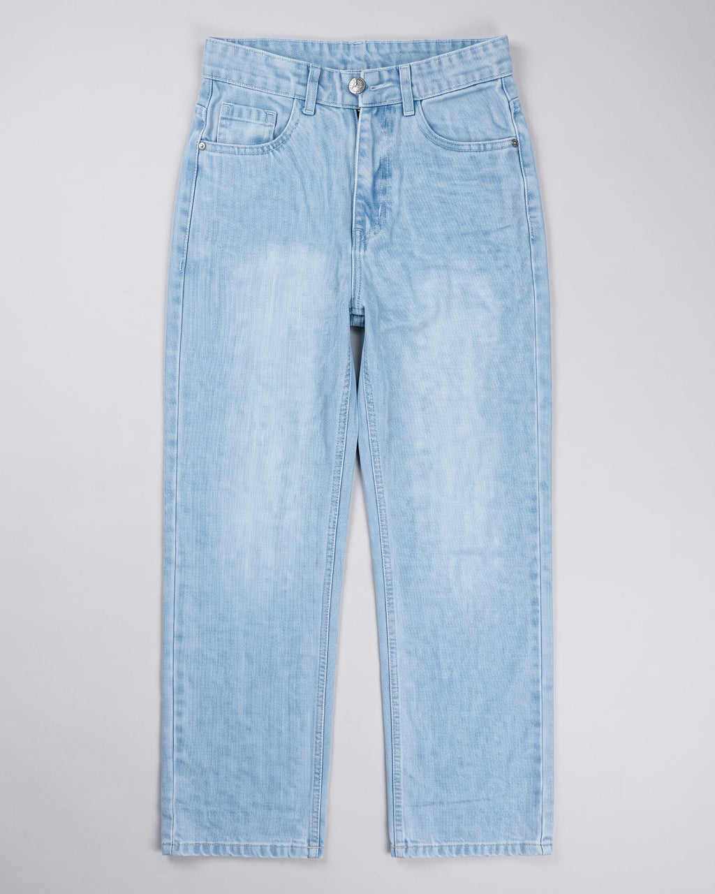Ice Wash Straight-Leg Jeans – Light Blue