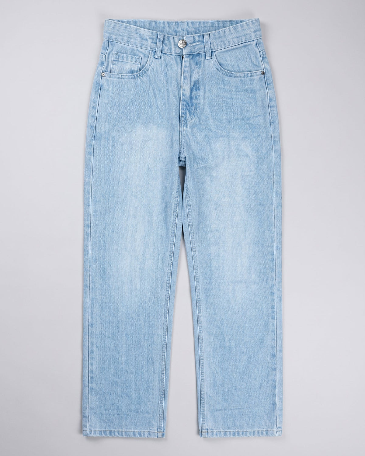 Ice Wash Straight-Leg Jeans – Light Blue