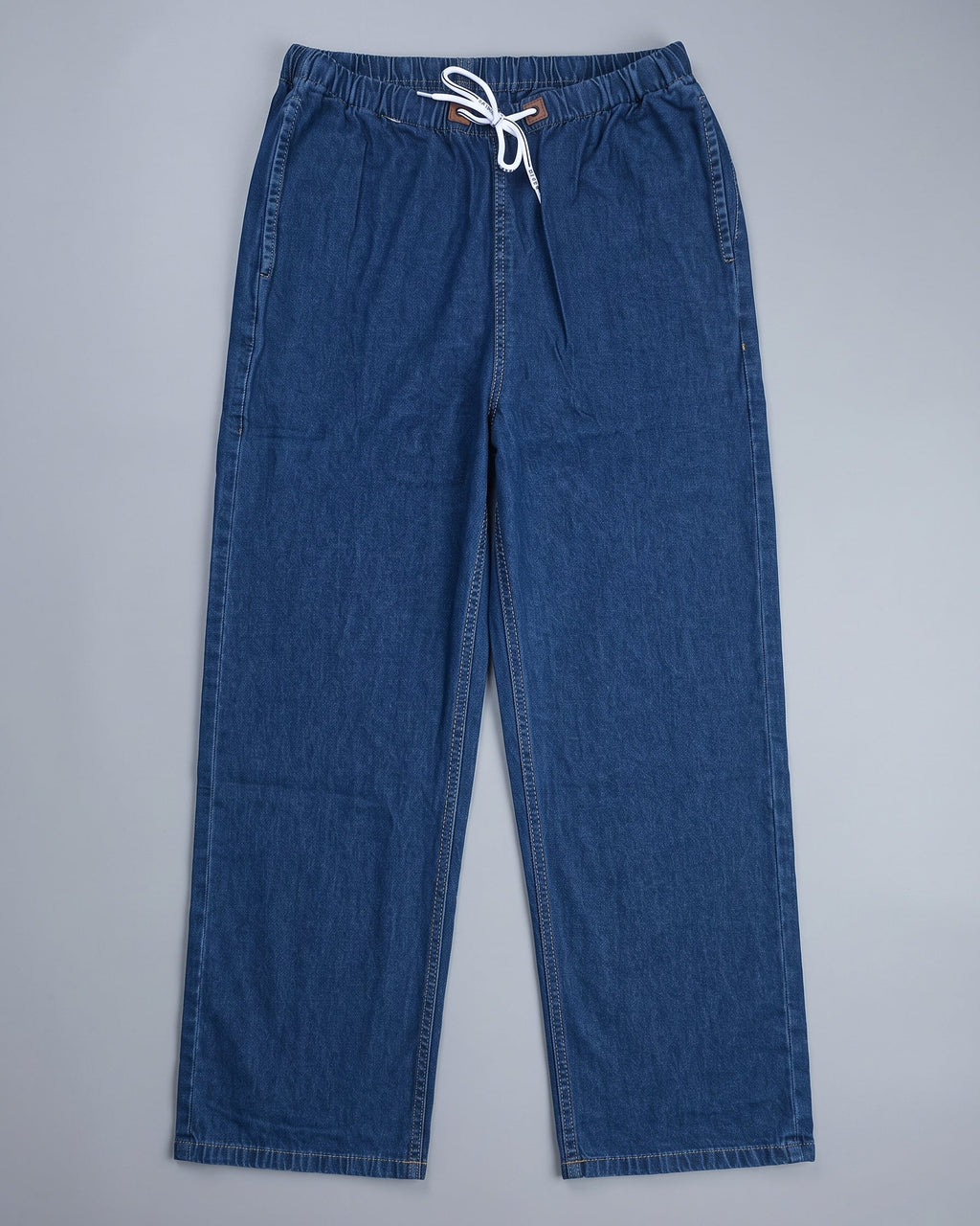Drawstring Wide-Leg Denim Pants – Indigo