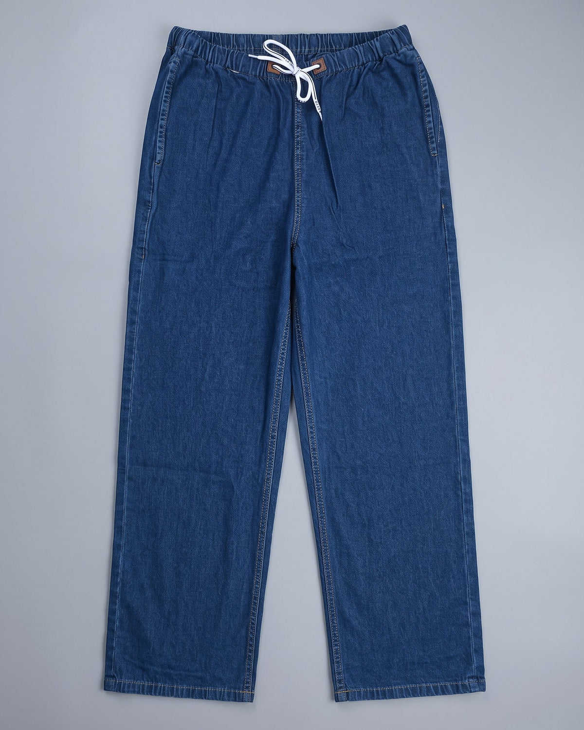 Drawstring Wide-Leg Denim Pants – Indigo