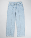 Belted Seamed Straight-Leg Jeans – Bleach Blue