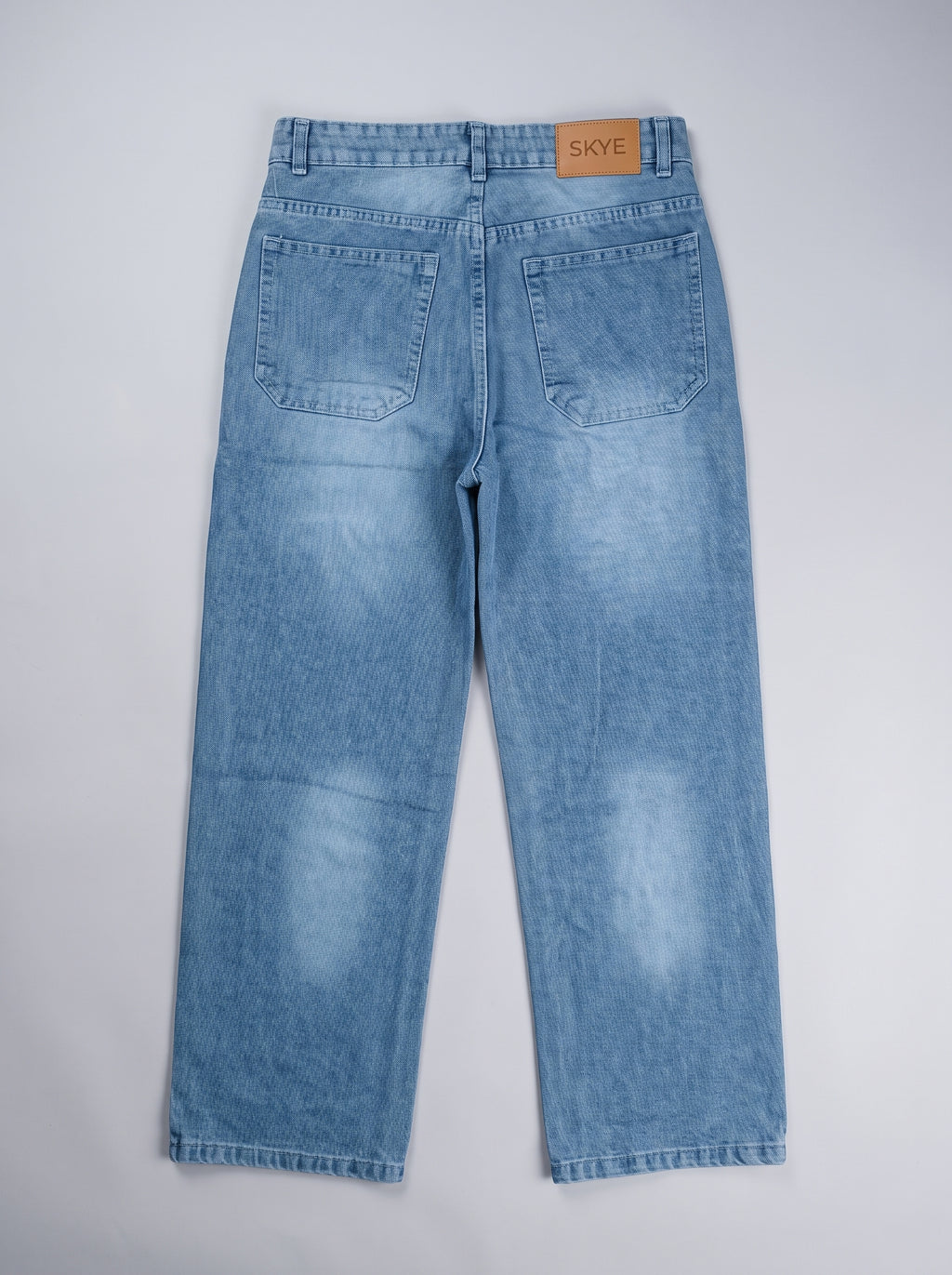 Whiskered Straight-Leg Jeans – Mid Blue