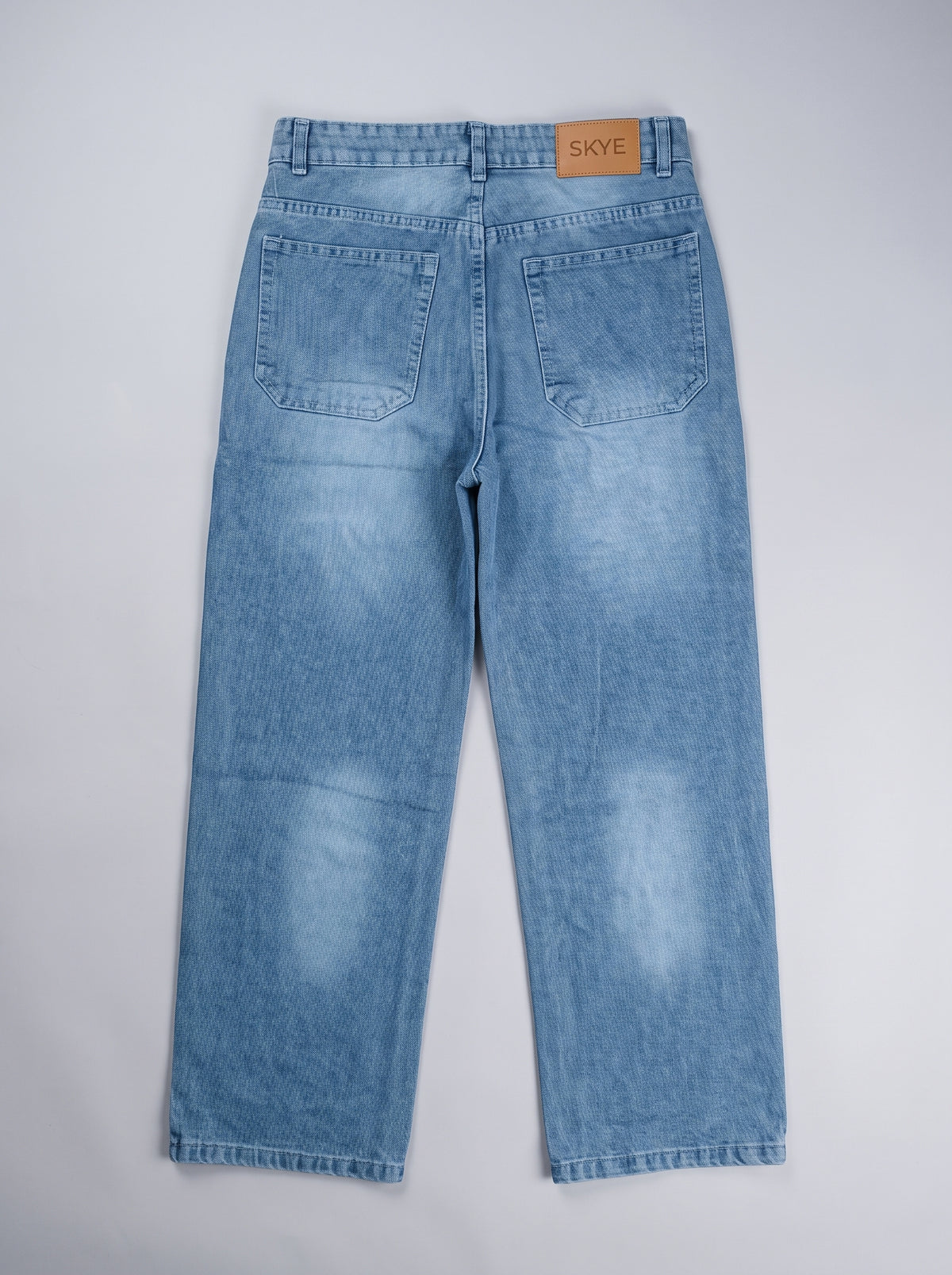 Whiskered Straight-Leg Jeans – Mid Blue