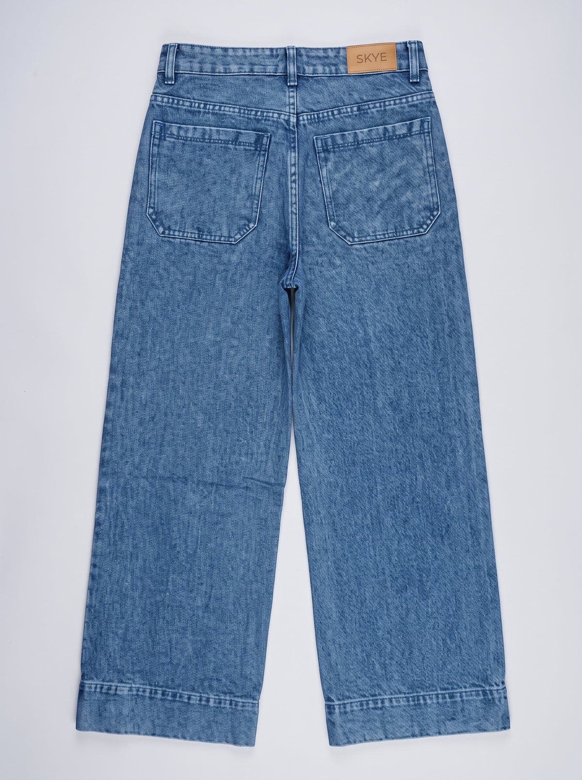 High-Rise Wide-Leg Cropped Jeans – Washed Grey