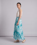 Shibori Satin Maxi Skirt (Aqua)