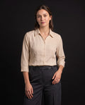 Tailored Satin-Touch Shirt - Beige