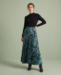 Slate Tiger Stripe Pleated Maxi Skirt