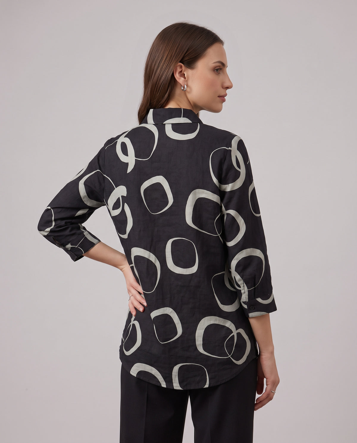 Halo Rings Printed Shirt – Black & Sage