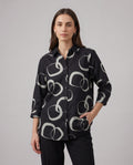 Halo Rings Printed Shirt – Black & Sage