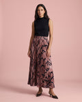 Rose Tiger Stripe Pleated Maxi Skirt