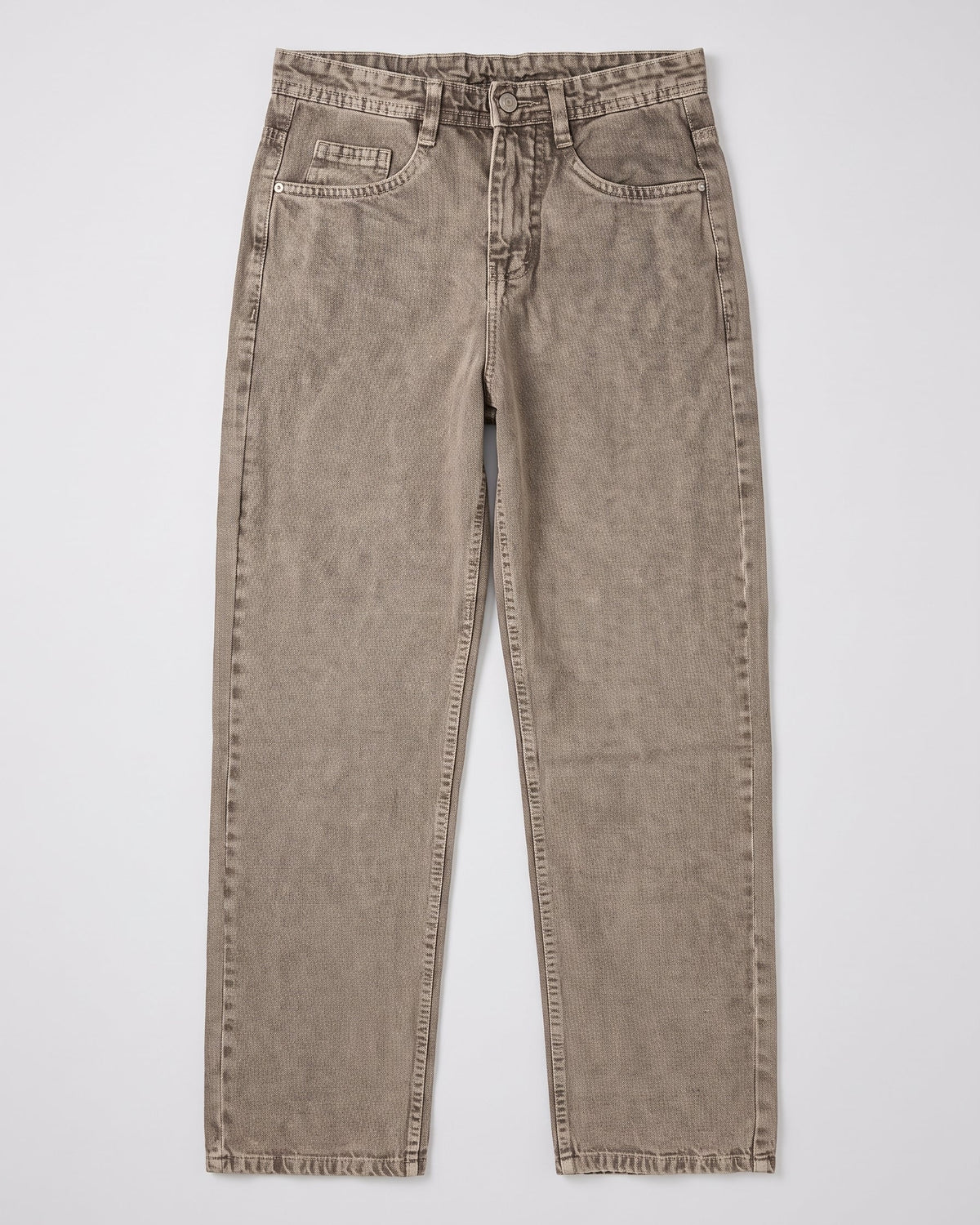 Vintage Wash Straight-Leg Jeans – Mocha
