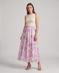 Rose Bloom Sequin Embroidered Maxi Skirt (ilac)