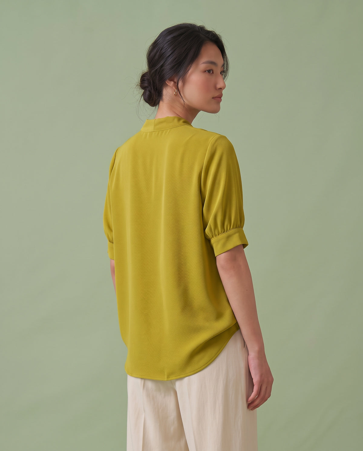 The Chartreuse Pebble V-Neck Top