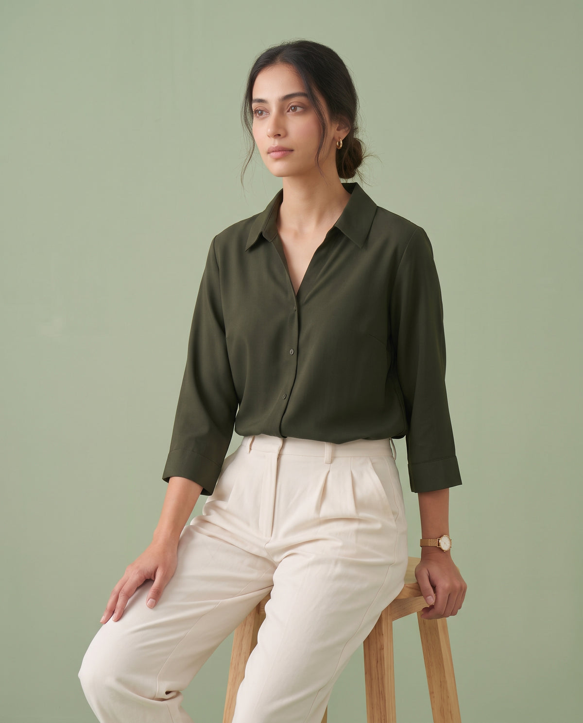 The Olive Collared Blouse