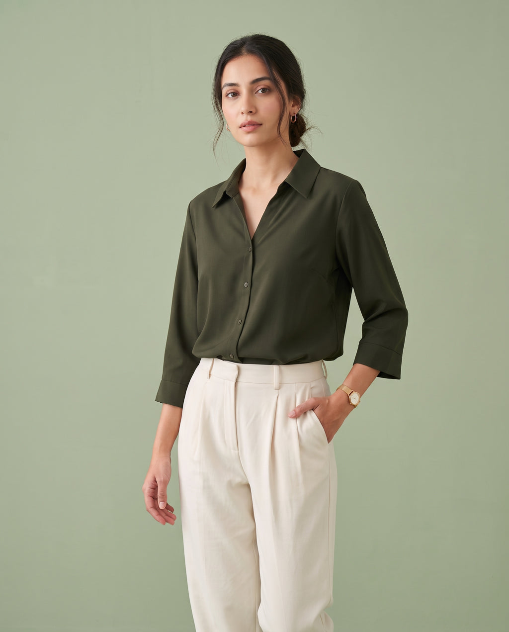 The Olive Collared Blouse