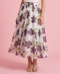 Rose Bloom Sequin Embroidered Maxi Skirt (plum)