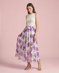 Rose Bloom Sequin Embroidered Maxi Skirt (purple)