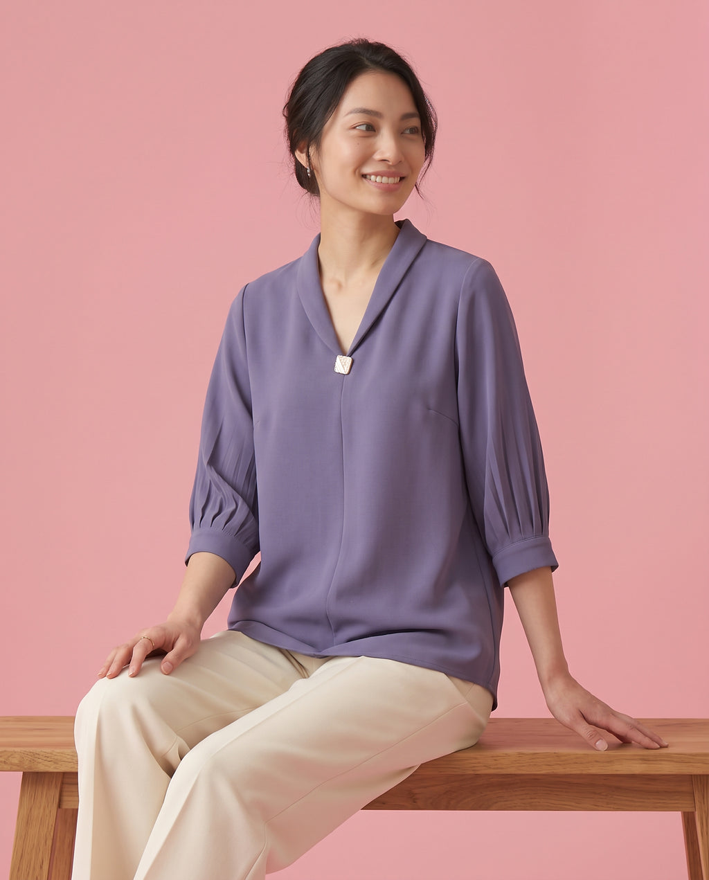 The Lavender Embellished V-Neck Top