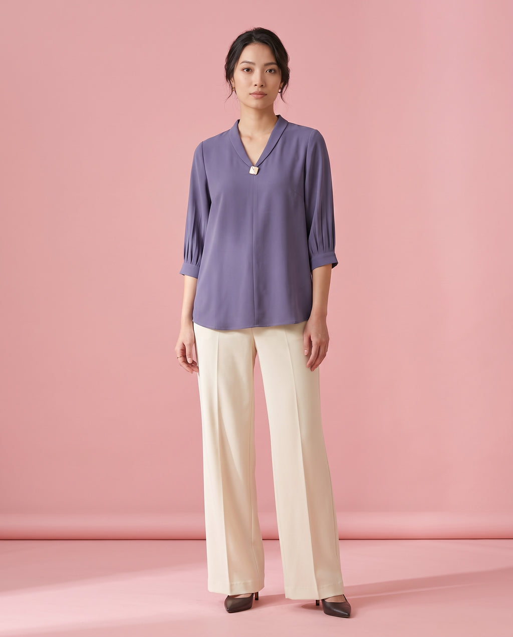 The Lavender Embellished V-Neck Top