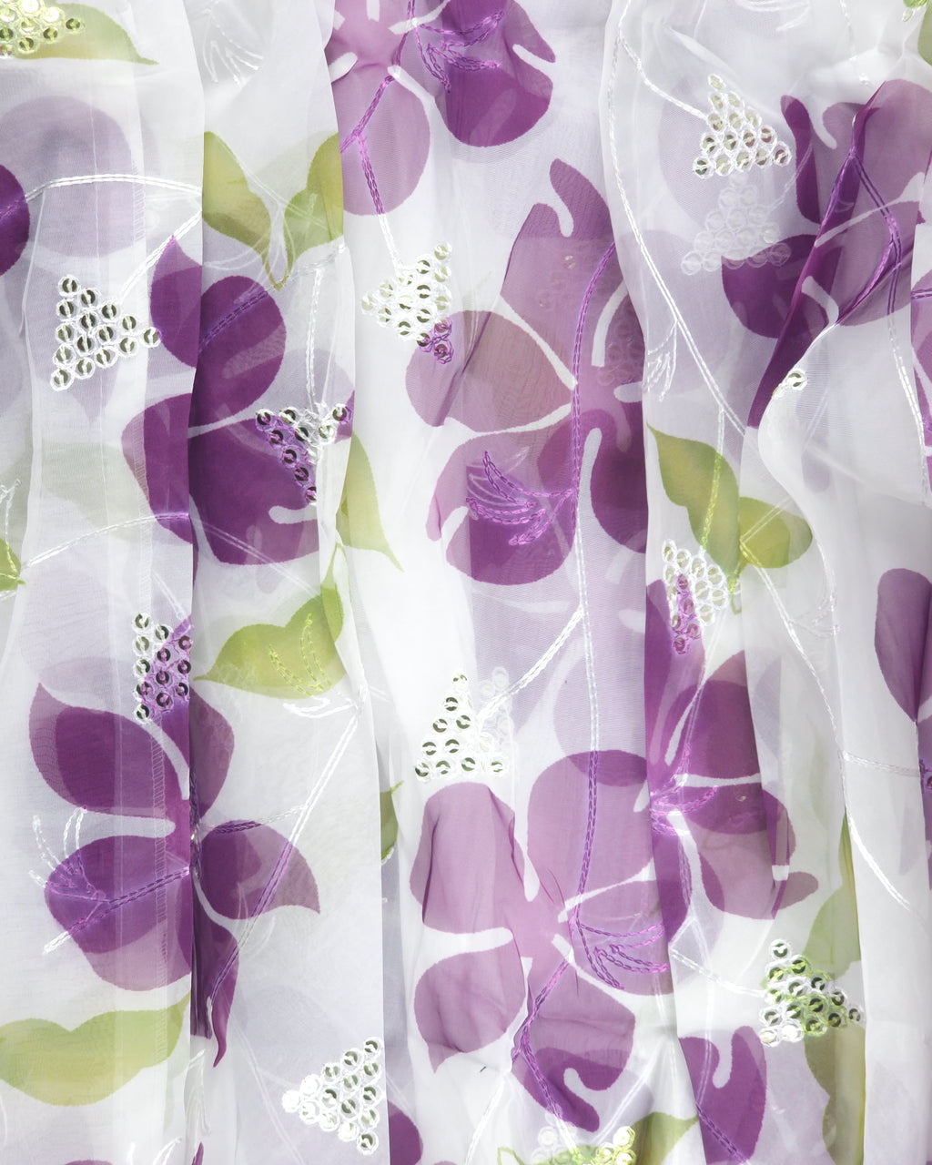Rose Bloom Sequin Embroidered Maxi Skirt (purple)