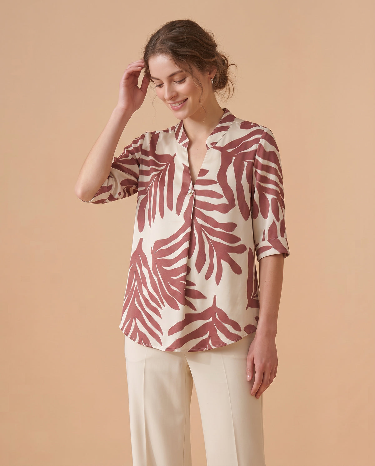 The Palm Leaf Print Blouse