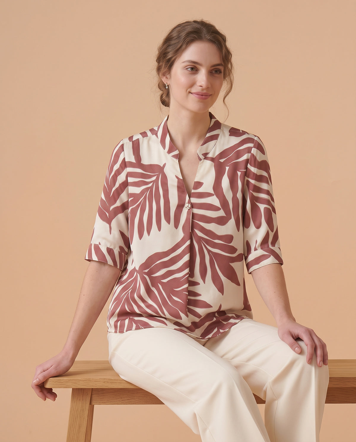 The Palm Leaf Print Blouse