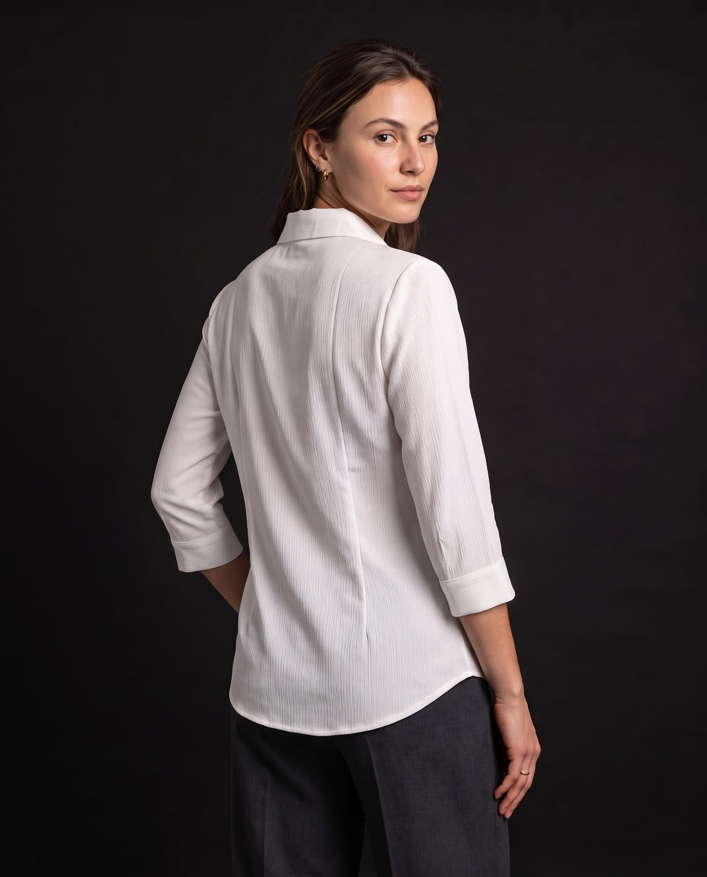 Tailored Satin-Touch Shirt - White