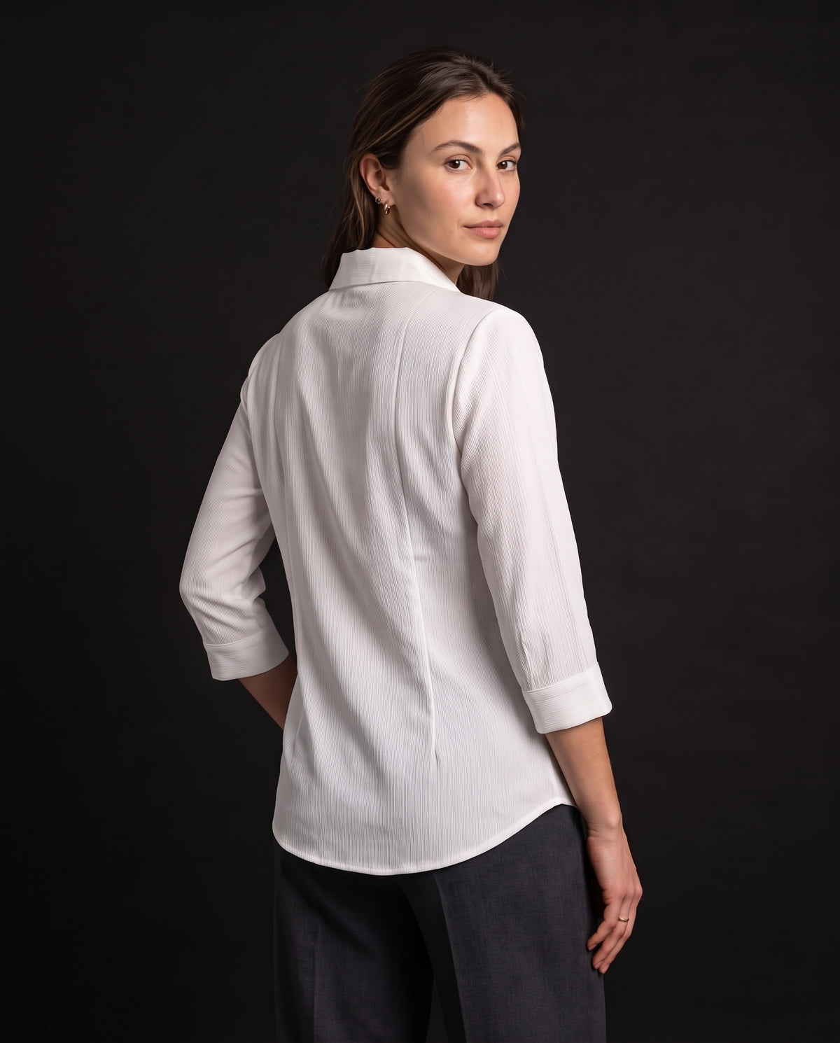 Tailored Satin-Touch Shirt - White