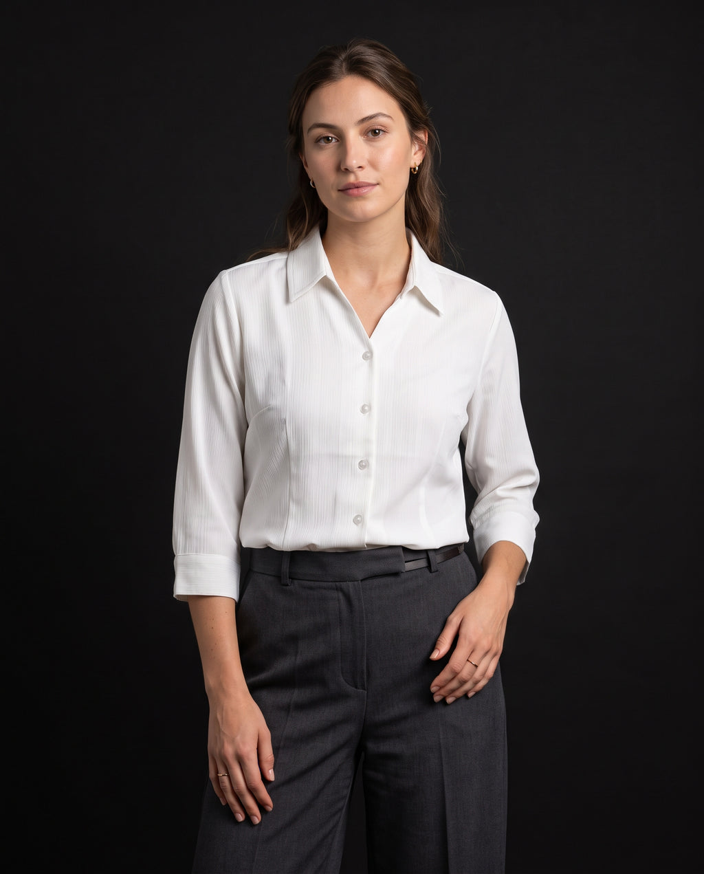 Tailored Satin-Touch Shirt - White